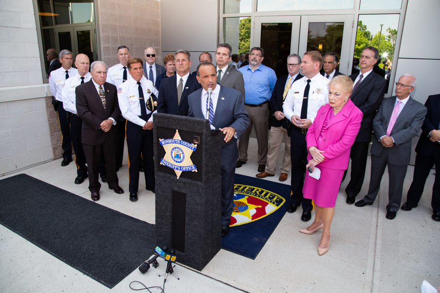 Monmouth County Freeholder Director Thomas A. Arnone speaks at the press conference asking the State of New Jersey about imposed 9-1-1 fees.