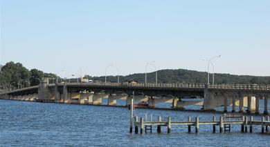 Panoramic view of the Oceanic Bridge over the Navesink River