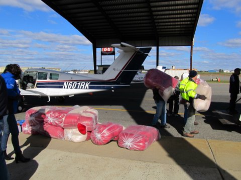 plane arrives with supplies